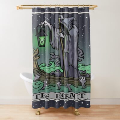 The Hermit Gothic Grim Reaper Tarot Shower Curtain