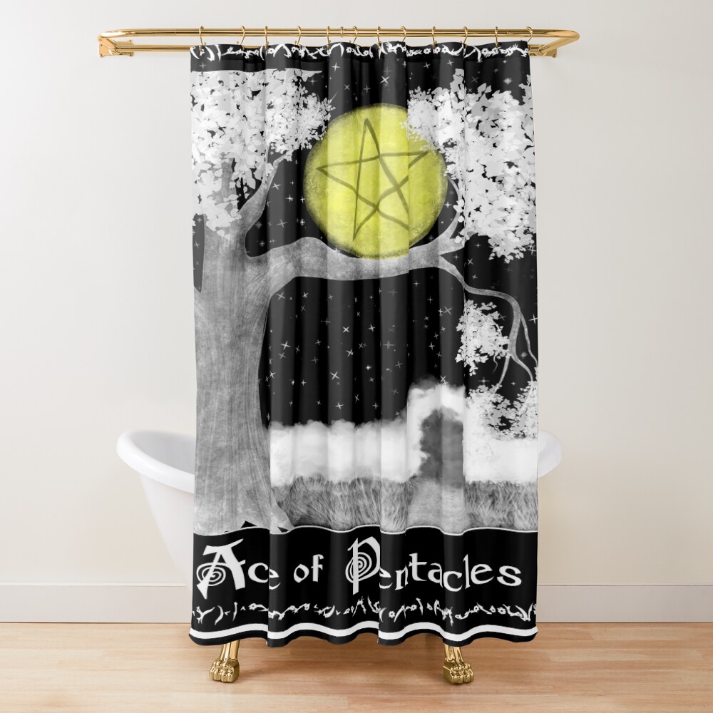 Ace Of Pentacles Witchcraft Tarot Design Shower Curtain
