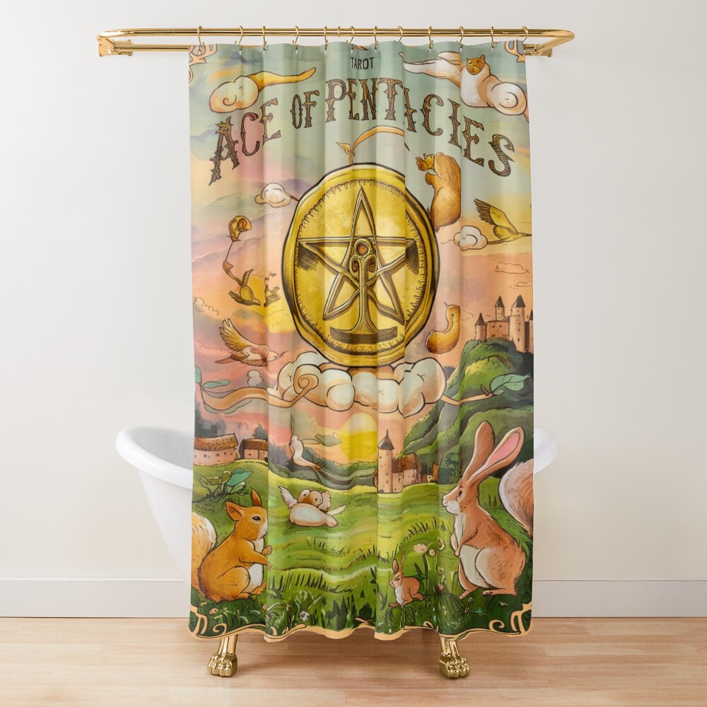 Ace Of Pentacles Tarot Design Shower Curtain