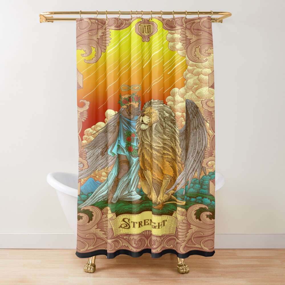 Strength Tarot Mystic Illustration Design Shower Curtain