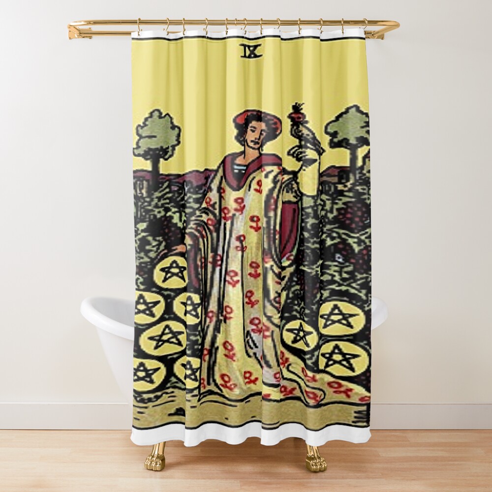 Nine Of Pentacles Arcana Design Shower Curtain