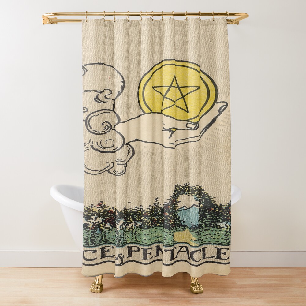 Ace Of Pentacles Minor Arcana Design Shower Curtain
