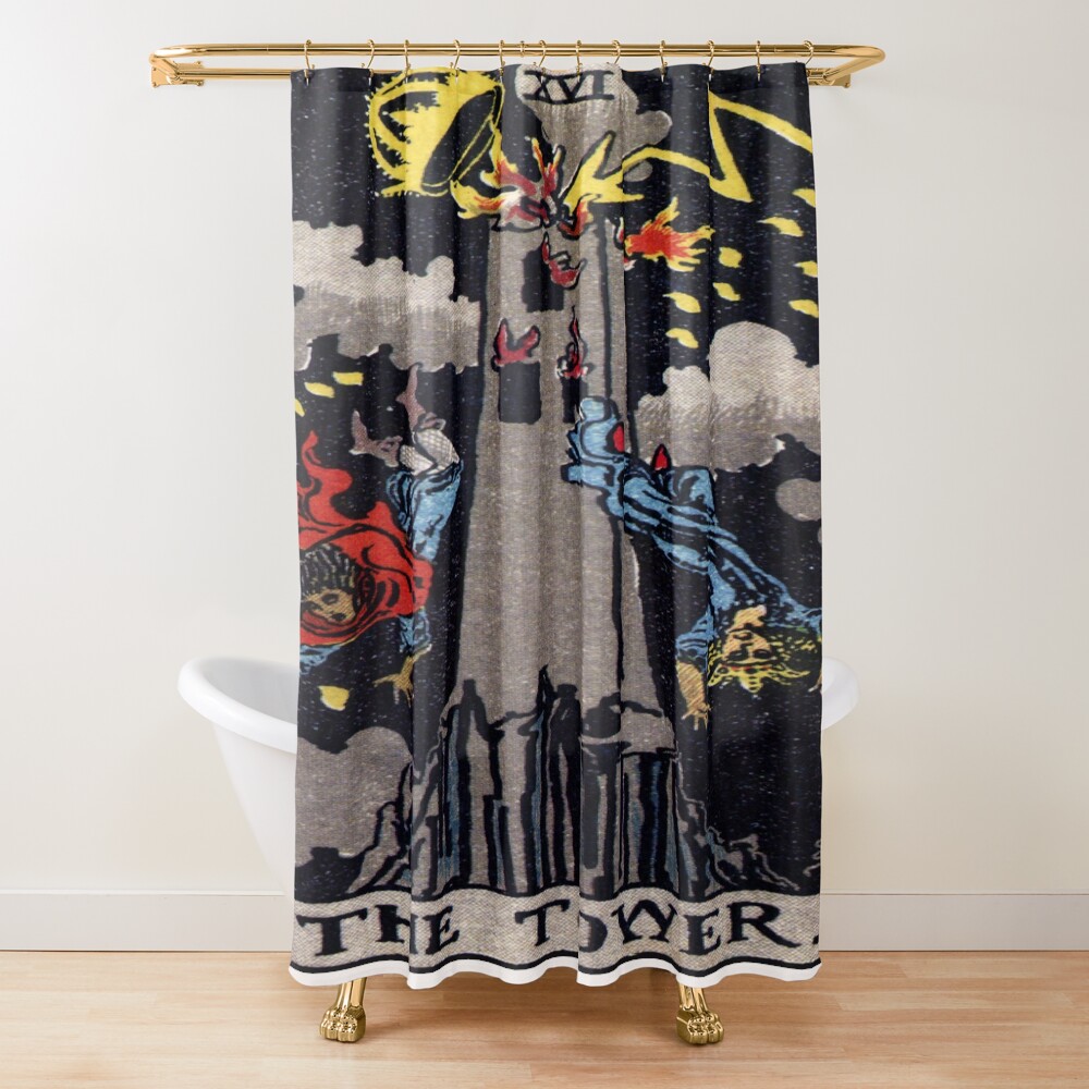The Tower Xvi Tarot Design Shower Curtain