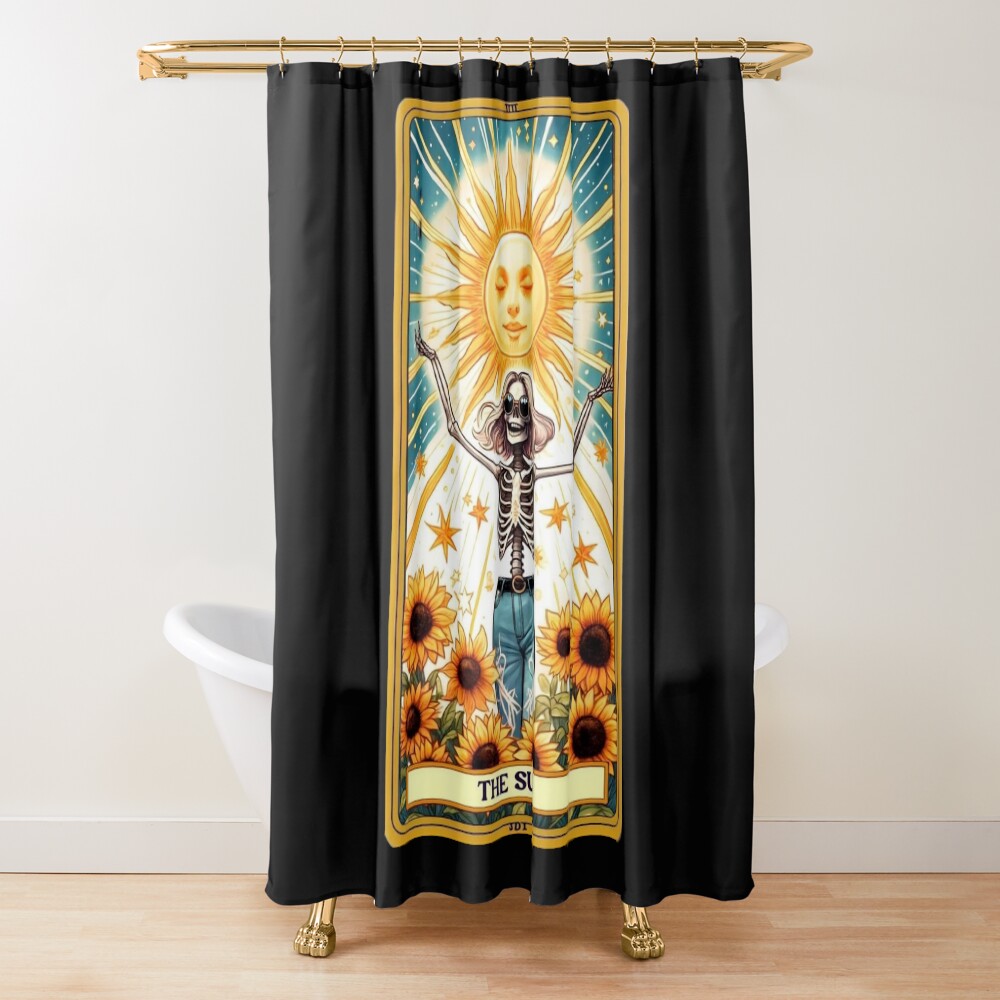 The Sun Sunflower Boho Tarot Design Shower Curtain