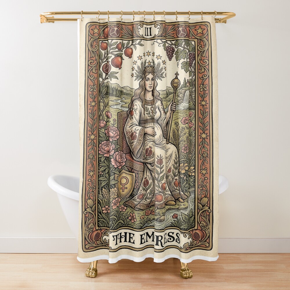 The Empress Peony Botanical Tarot Design Shower Curtain