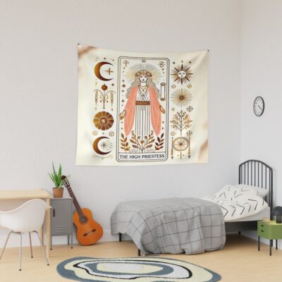 The High Priestess Classic Tarot Design Tapestry