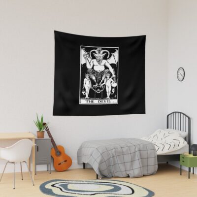 The Devil Black White Arcana Design Tapestry