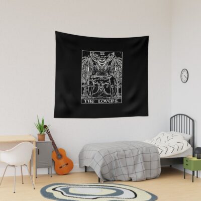 The Lovers Grim Reaper Tarot Design Tapestry