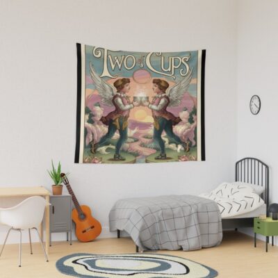 Two Of Cups Tarot Classic Design Tapestry