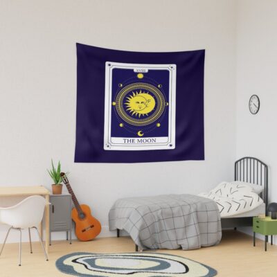 The Moon Tarot Arcana Design Tapestry