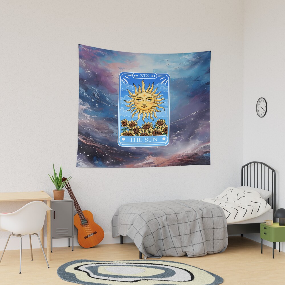 The Sun Enlightenment Joy Tarot Design Tapestry
