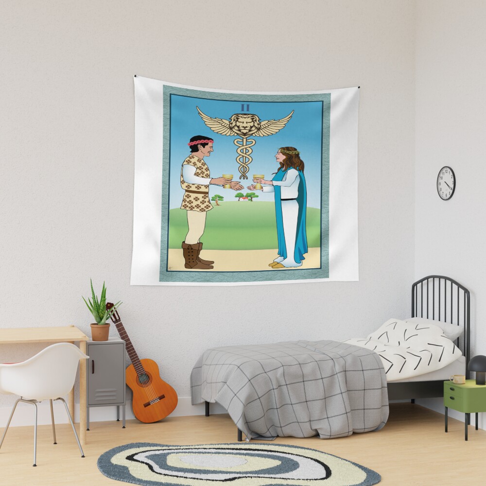 Two Of Cups Mystic Tarot Design Tapestry
