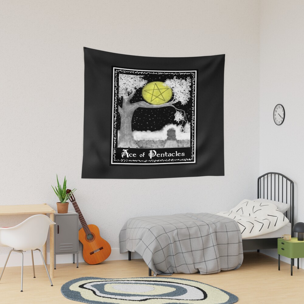 Ace Of Pentacles Witchcraft Tarot Design Tapestry