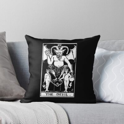 The Devil Black White Arcana Design Throw Pillow