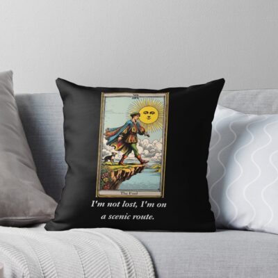 The Fool Black Moon Tarot Design Throw Pillow