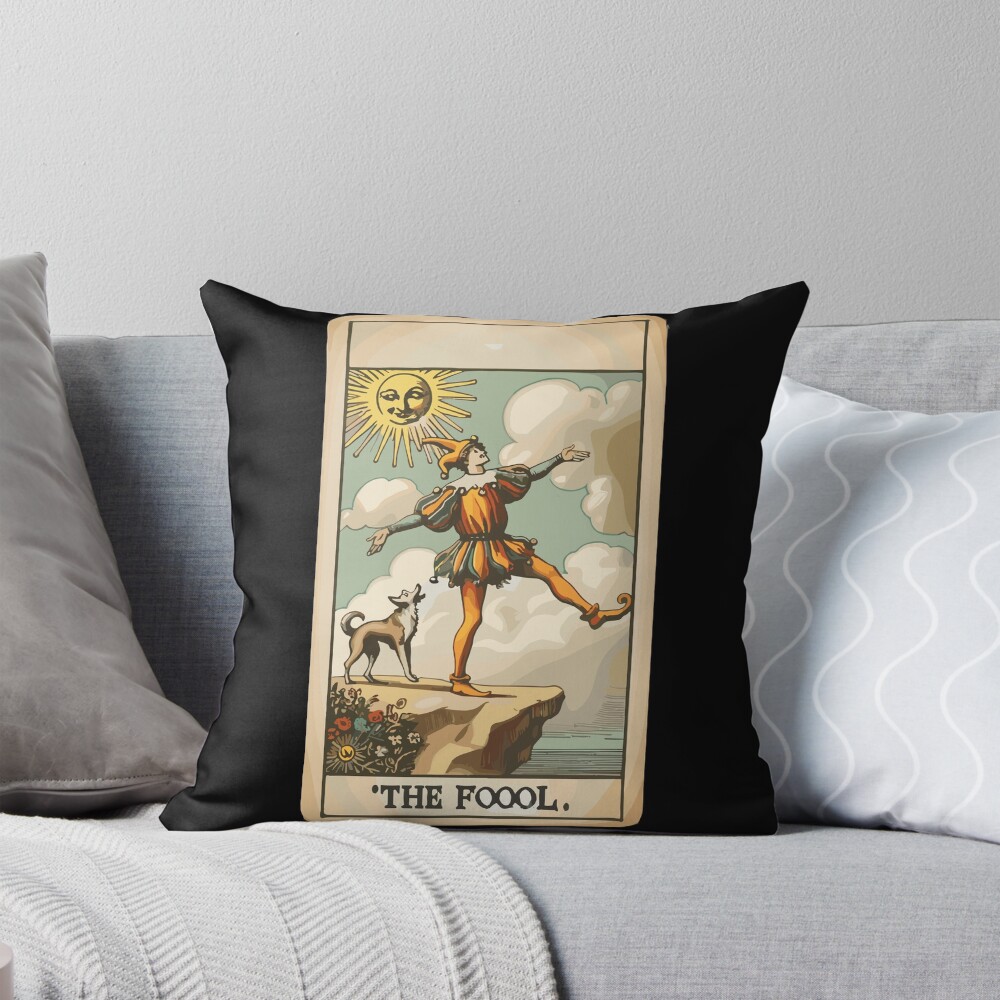 The Fool Halloween Vintage Tarot Design Throw Pillow