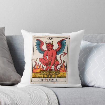 The Devil Tarot Mystic Design Throw Pillow