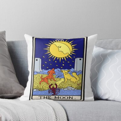 The Moon Tarot Mystic Design Throw Pillow