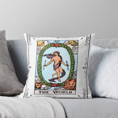 The World Tarot Mystic Design Throw Pillow