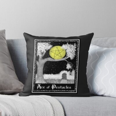 Ace Of Pentacles Witchcraft Tarot Design Throw Pillow