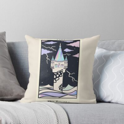 The Tower Tarot Mystic Design Throw Pillow