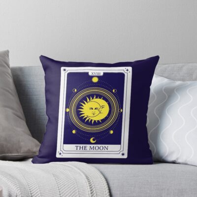 The Moon Tarot Arcana Design Throw Pillow