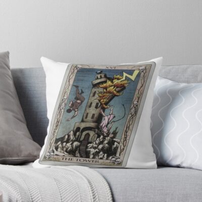 The Tower Quarry Tarot Design Throw Pillow