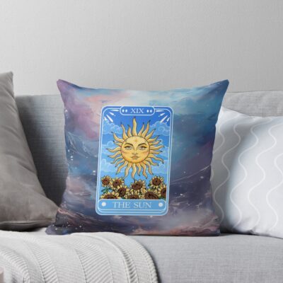 The Sun Enlightenment Joy Tarot Design Throw Pillow