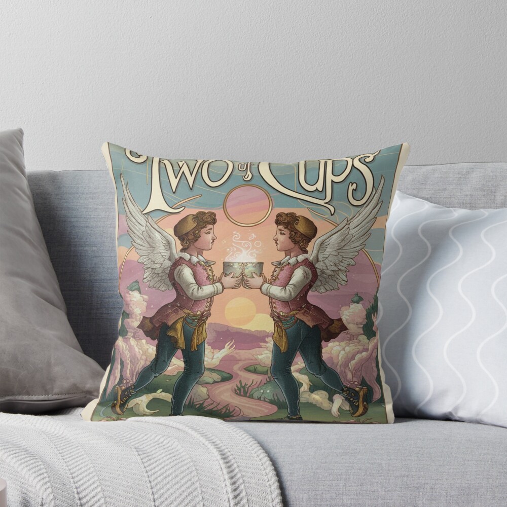 Two Of Cups Tarot Classic Design Throw Pillow