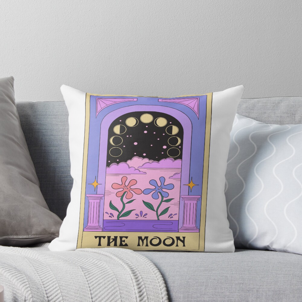 The Moon Tarot Celestial Design Throw Pillow