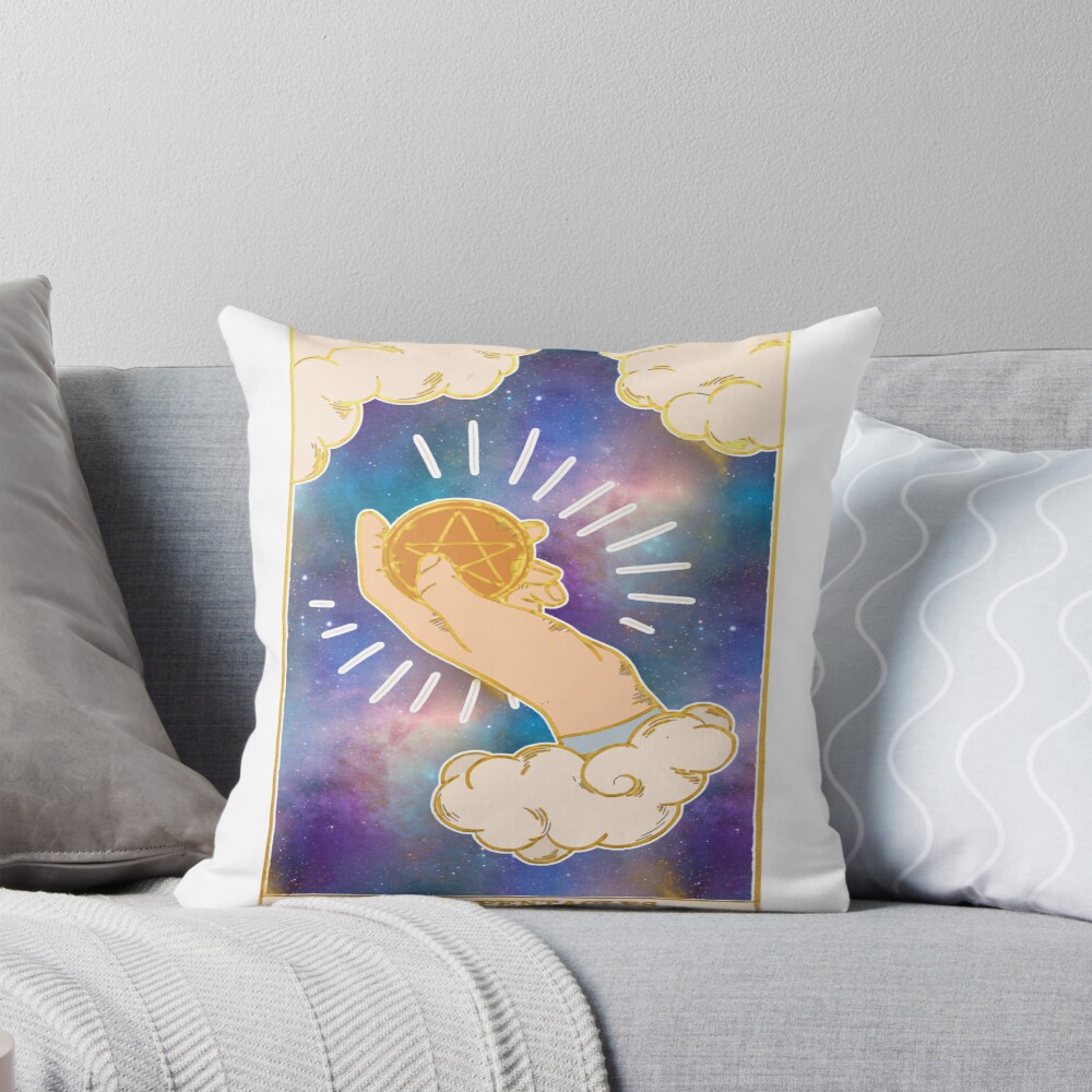 Ace Of Pentacles Minor Arcana Design Throw Pillow