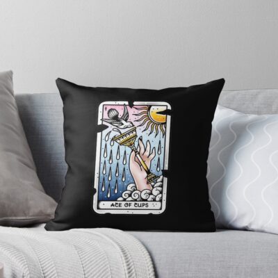 Ace Of Cups Vintage Tattoo Design Throw Pillow