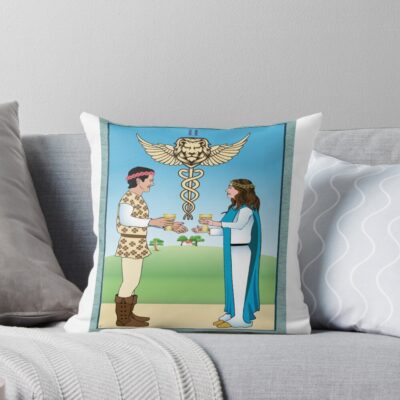 Two Of Cups Mystic Tarot Design Throw Pillow