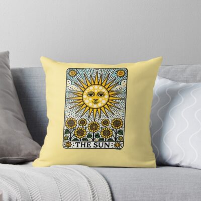 The Sun Tarot Mystic Design Throw Pillow