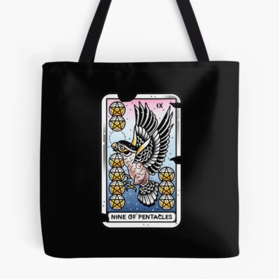Nine Of Pentacles Vintage Tattoo Design Tote Bag