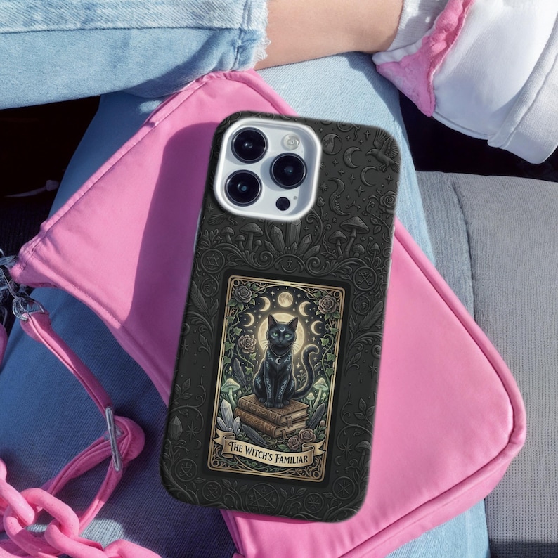 The Witchs Familiar Black Cat Tarot Phone Case - Image 3