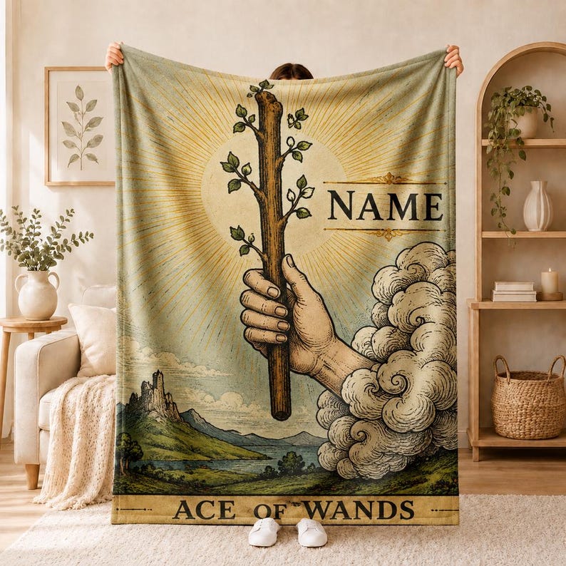 Ace of Wands Tarot Mystic Arcana Blanket