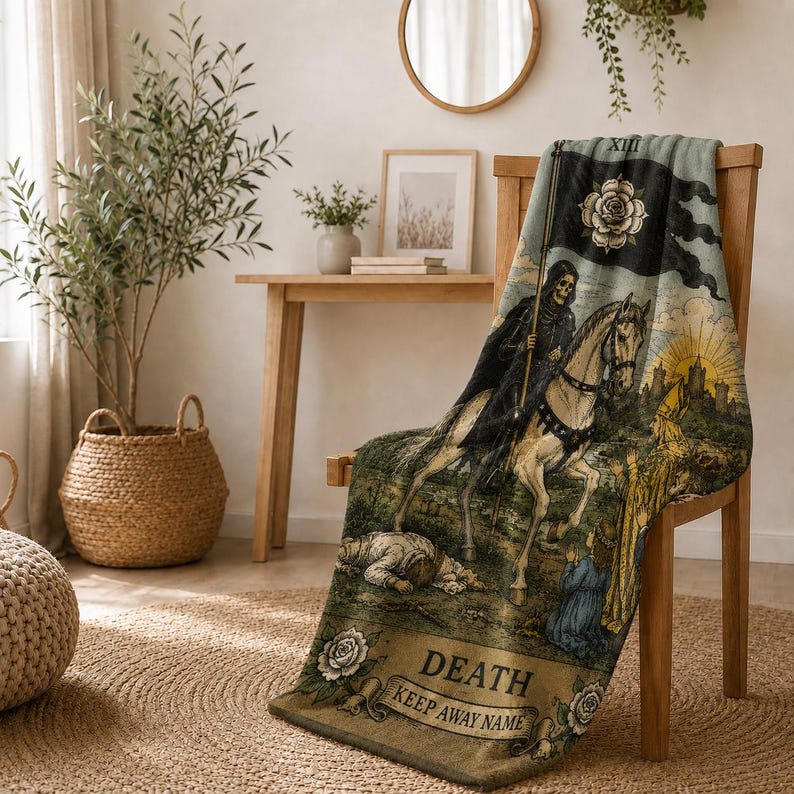 Death Tarot Gothic Mystic Arcana Blanket - Image 3