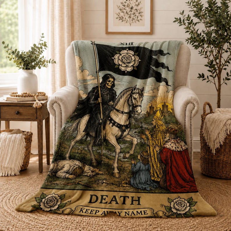 Death Tarot Gothic Mystic Arcana Blanket