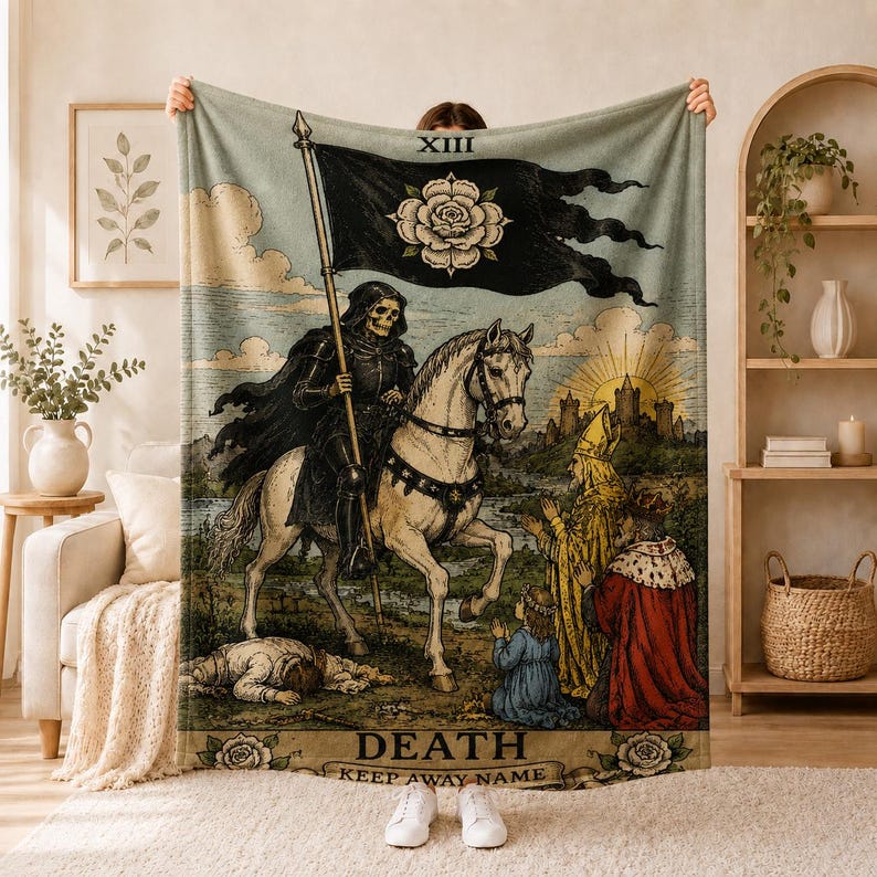 Death Tarot Gothic Mystic Arcana Blanket - Image 2
