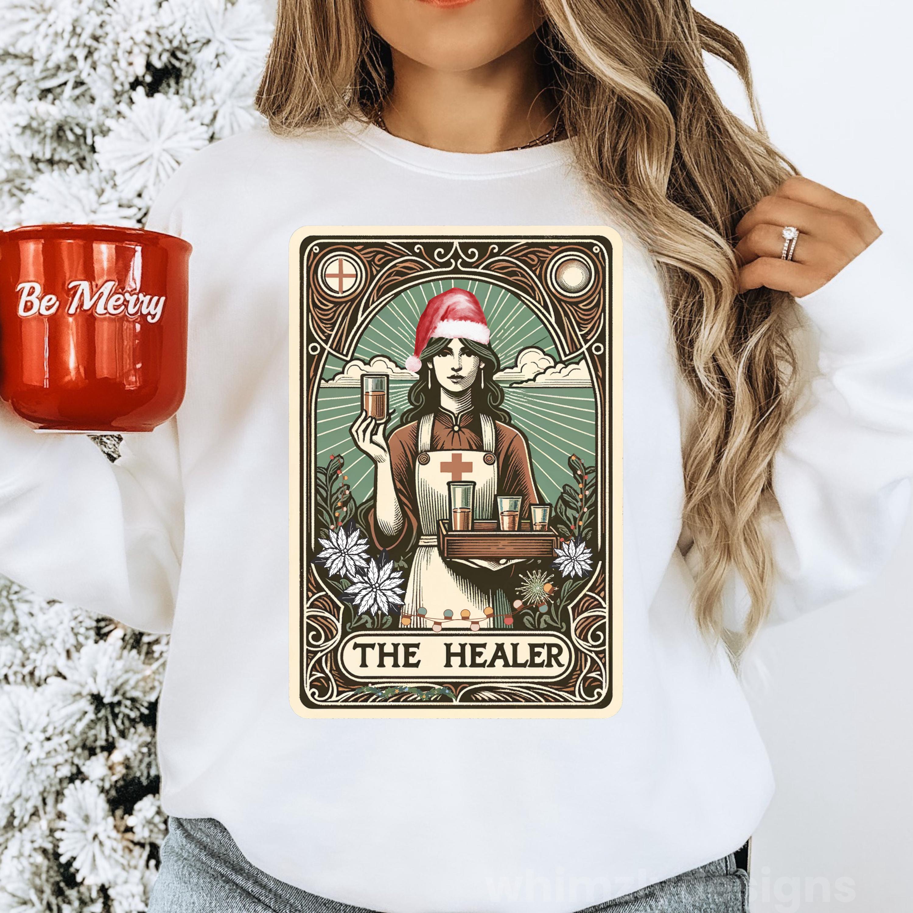 Nurse Christmas Tarot Card Graphic Sweatshirt - Image 2