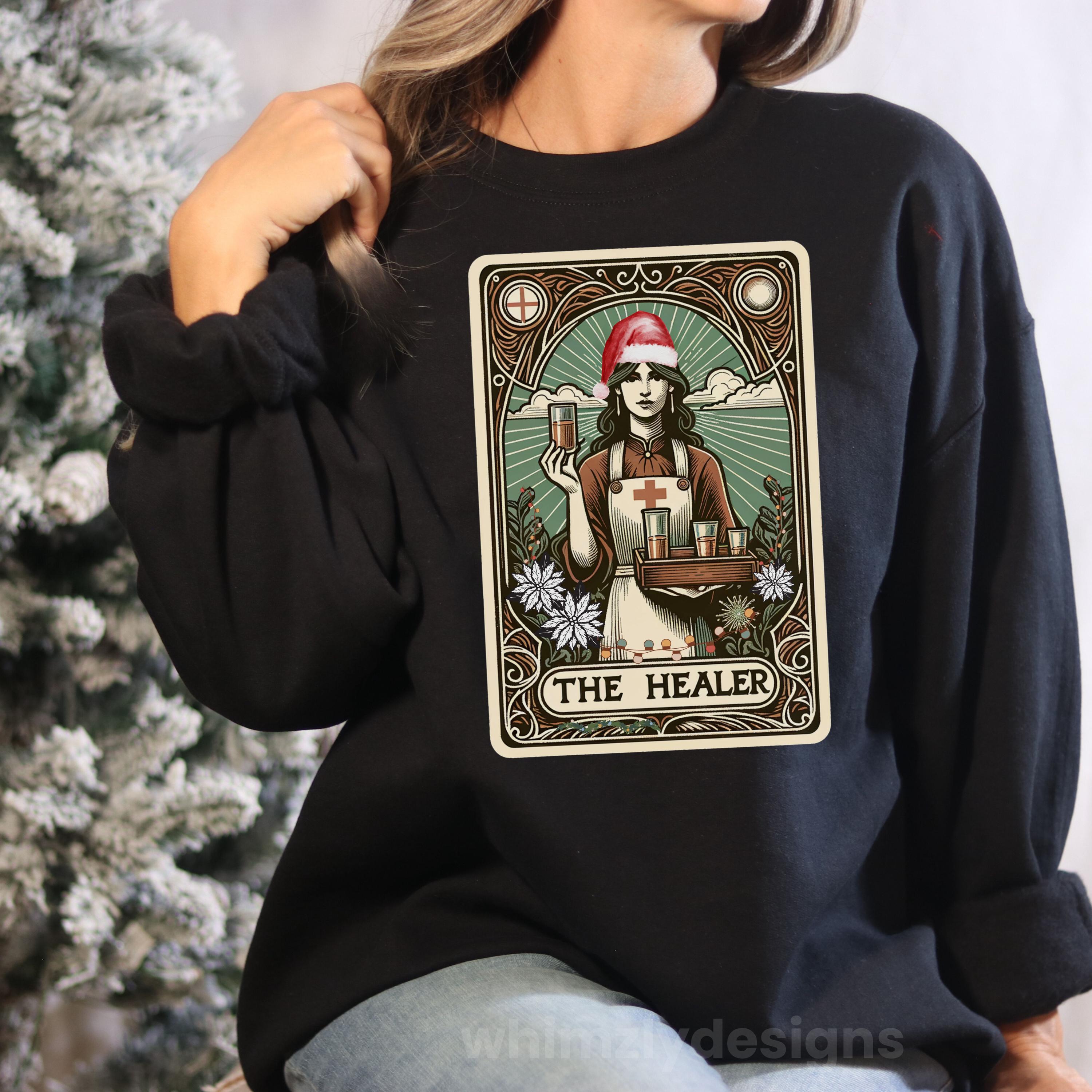 Nurse Christmas Tarot Card Graphic Sweatshirt - Image 3
