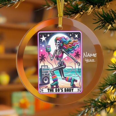 Tarot 80s Baby Skeleton Custom Glass Ornament