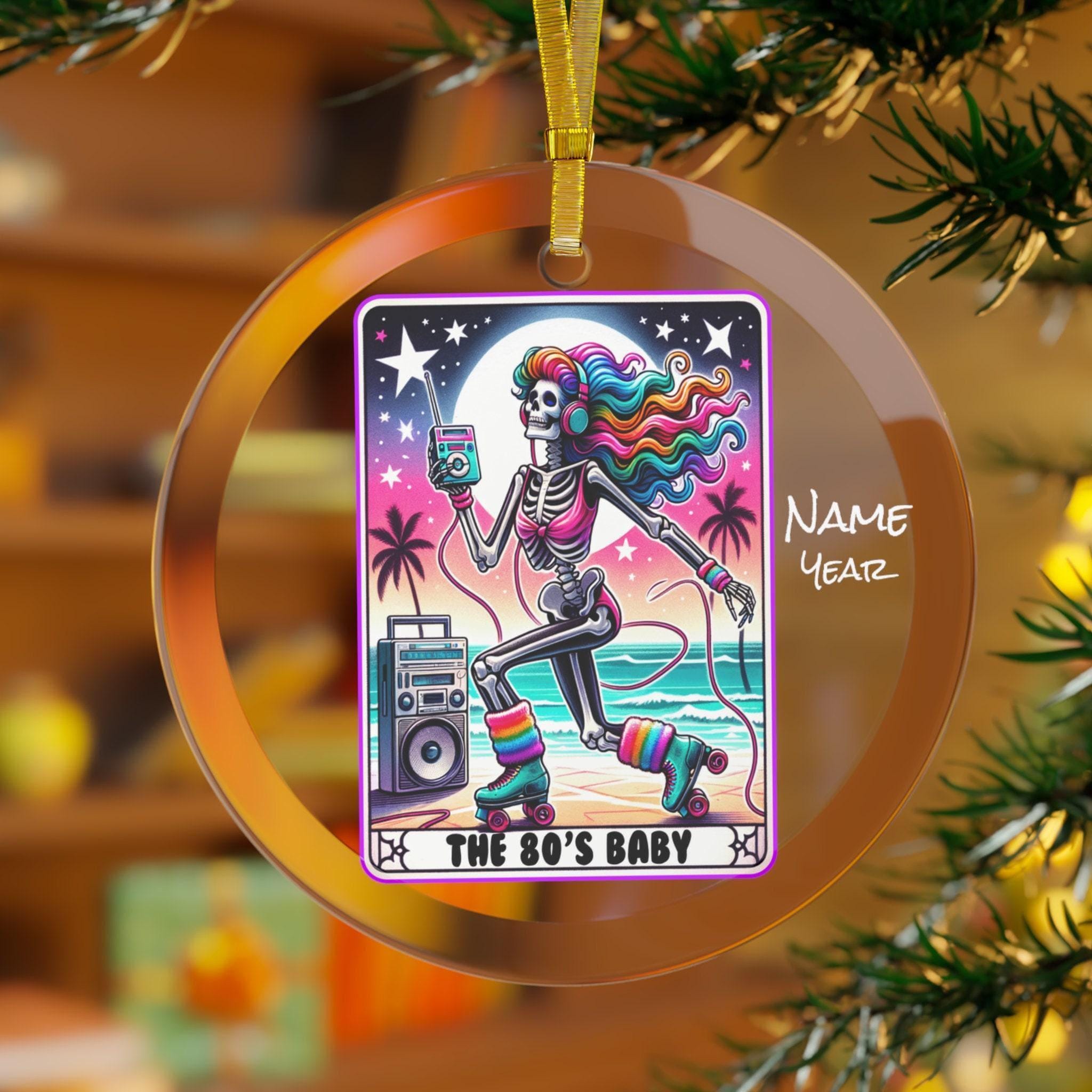 Tarot 80s Baby Skeleton Custom Glass Ornament