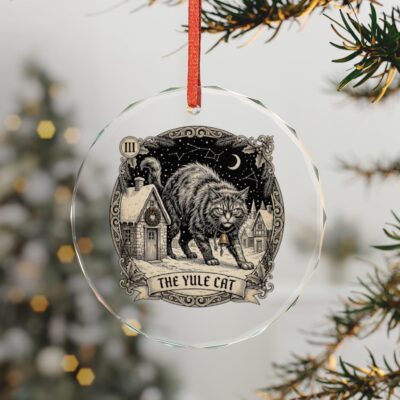 Yule Cat Icelandic Folklore Glass Ornament