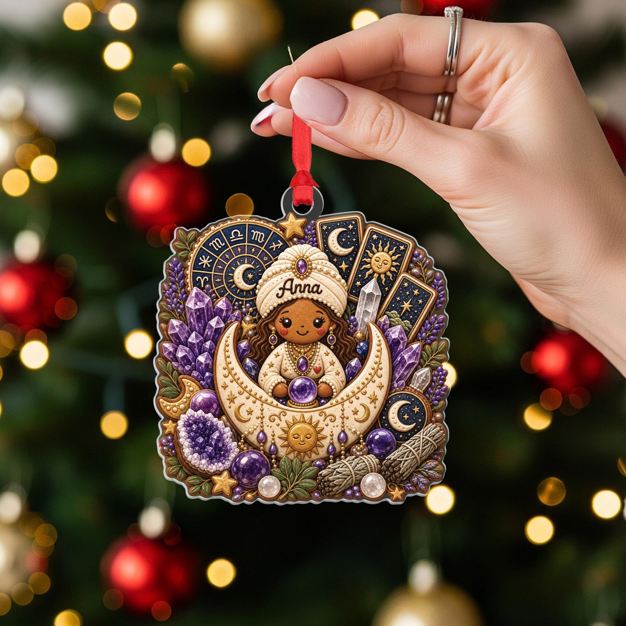 Tarot Witchy Fortune Teller Custom Acrylic Ornament - Image 3