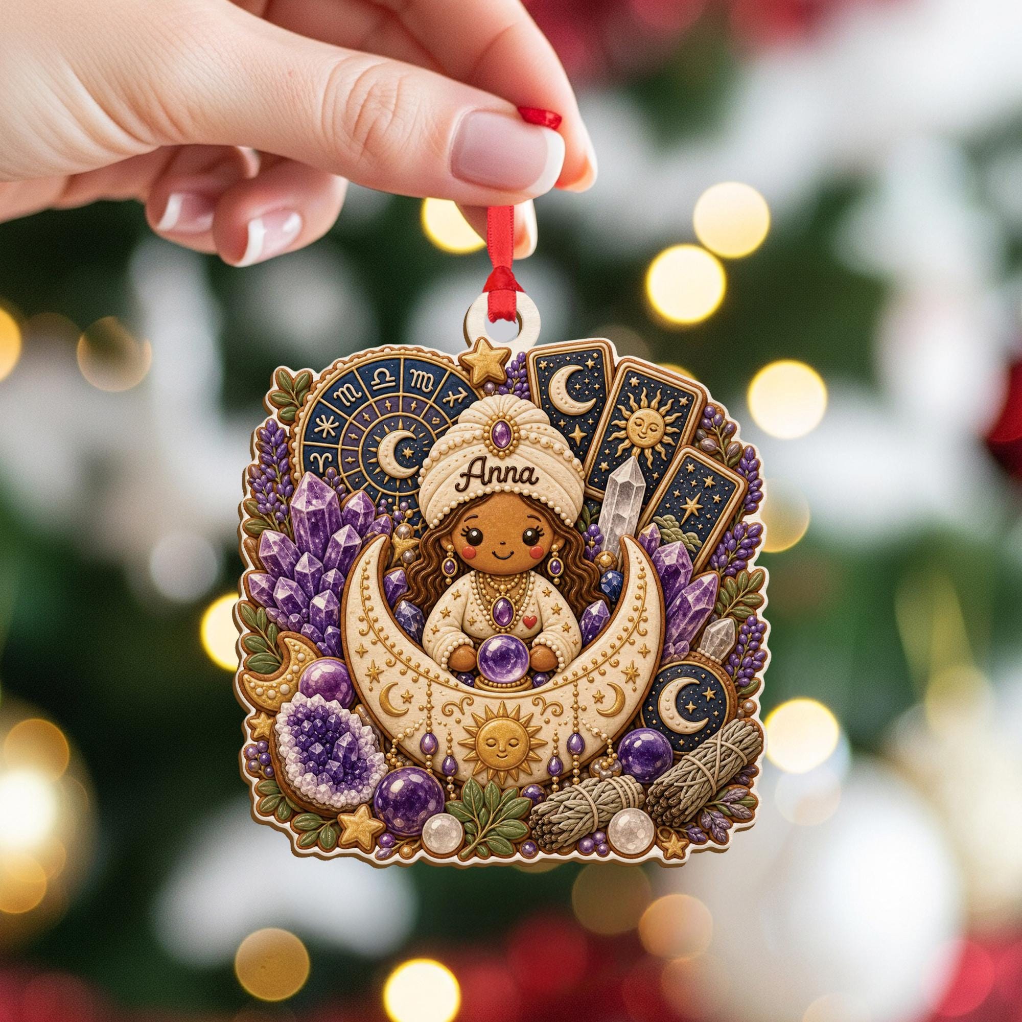Tarot Witchy Fortune Teller Custom Acrylic Ornament - Image 2