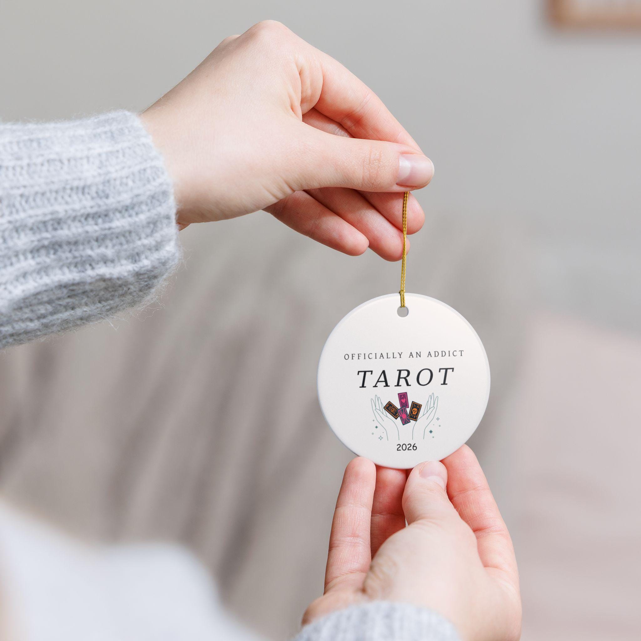 Tarot Addict Funny Christmas Custom Ceramic Ornament - Image 4