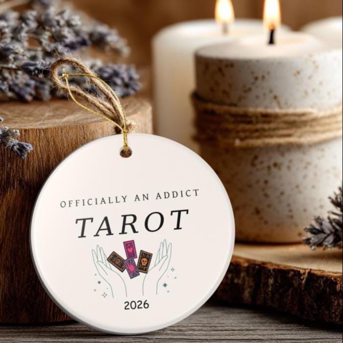 Tarot Addict Funny Christmas Custom Ceramic Ornament - Image 2