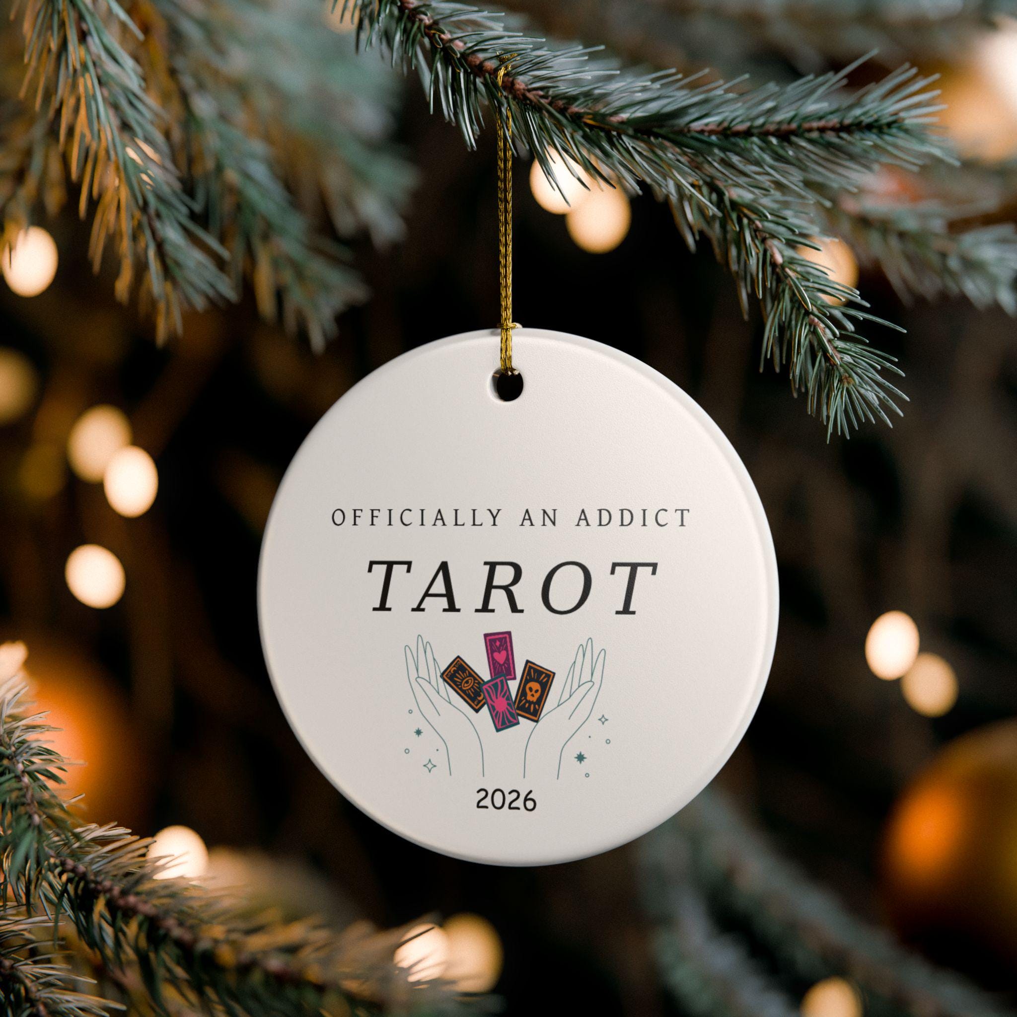 Tarot Addict Funny Christmas Custom Ceramic Ornament